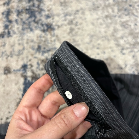 Lululemon Women’s Run: Inspire Crop II Mesh in Cyber Stripe Deep Coal Capris 8 - Picture 7 of 10